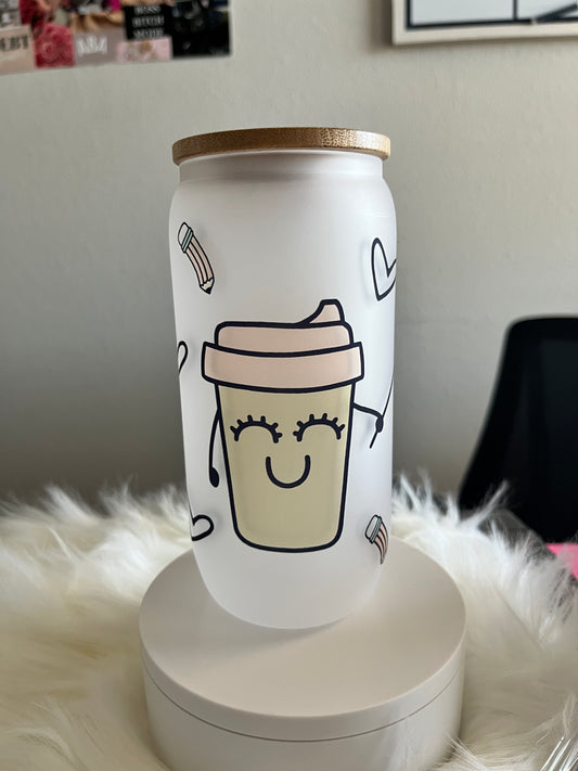 First Coffee, Then Life Frosted Glass